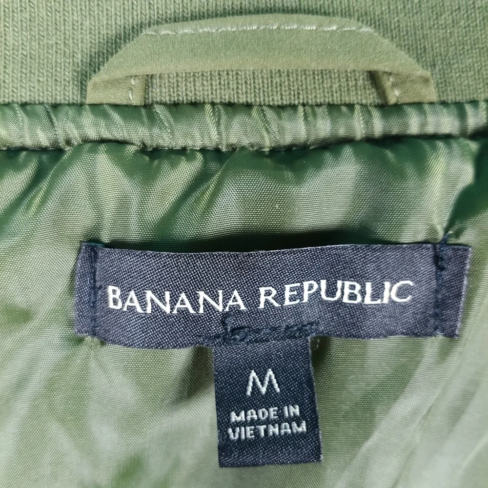 Banana Republic Bomber Jacket Men Medium Olive Green Lightweight Full Zip